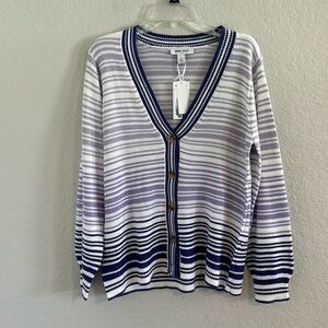 Super soft striped button front cardigan